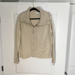 Studio Works Ladies Zipper Down Sweater Tan Size L